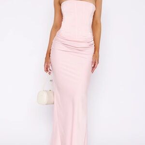 White Fox Boutique Blush Strapless Maxi Dress